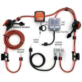 5M แรงดันไฟฟ้าขั้นสูง Sensitive แยกชุดรีเลย์ W/ฟิวส์กล่อง 12V 140A ไม่มีโวลต์มิเตอร์ VSR สําหรับ Camper Van มอเตอร์บ้าน 4x4s