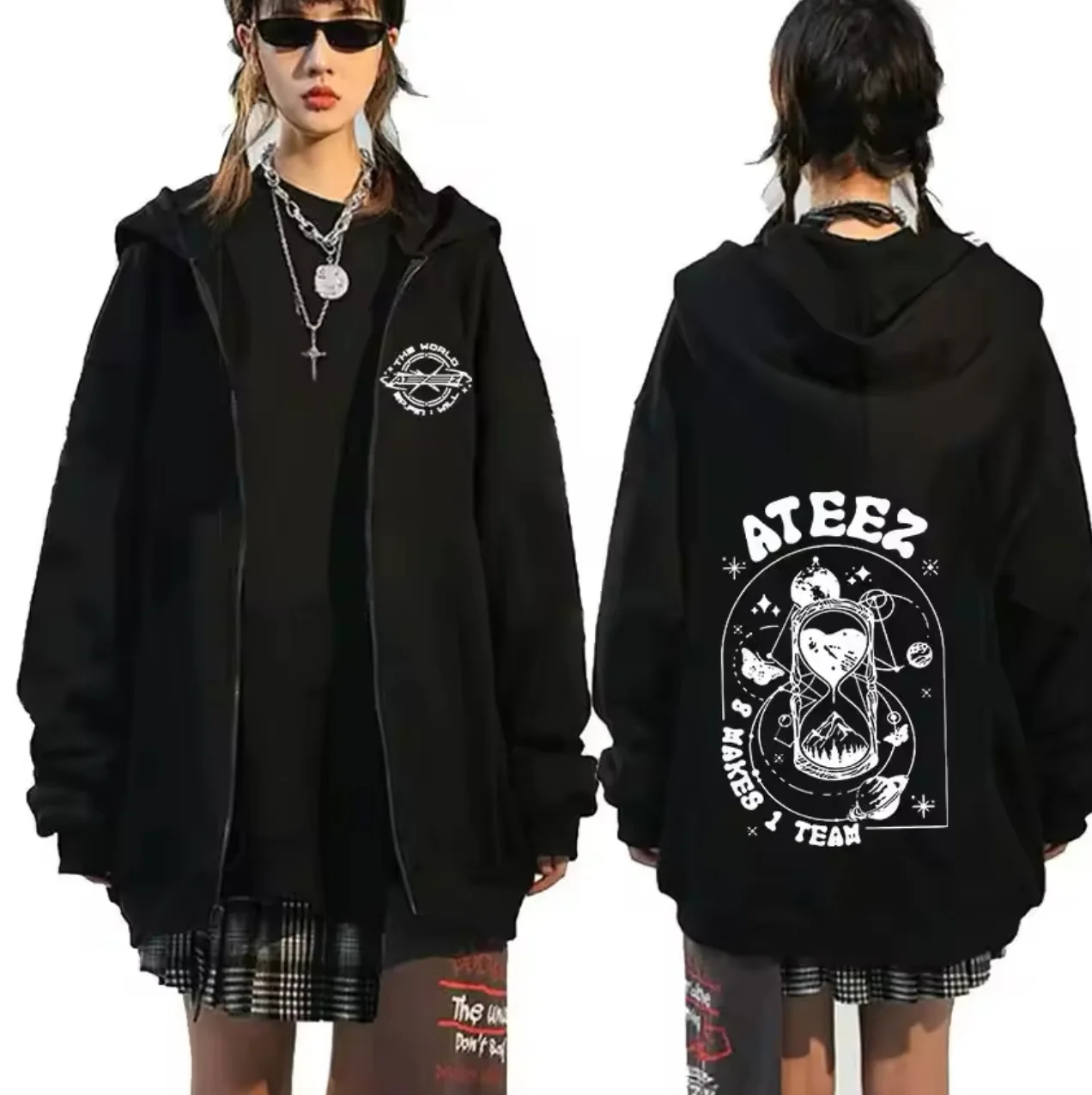 KPOP ATEEZS 2024 TOWARDS THE LIGHT WILL Zipped Hoodie Hiphop Clothing Same Sweatshirt Unisex Streetwear Top For Men Women