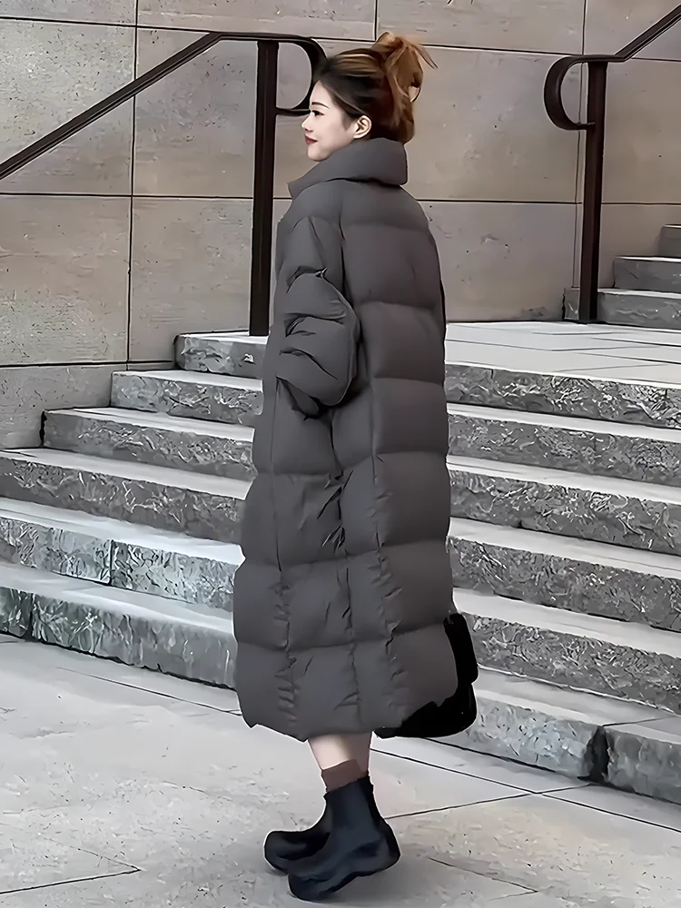 2024 invierno nuevo Faionable versátil Thiened Floing cuello grande blanco Du abajo Jaet mujer moda viaje Sle