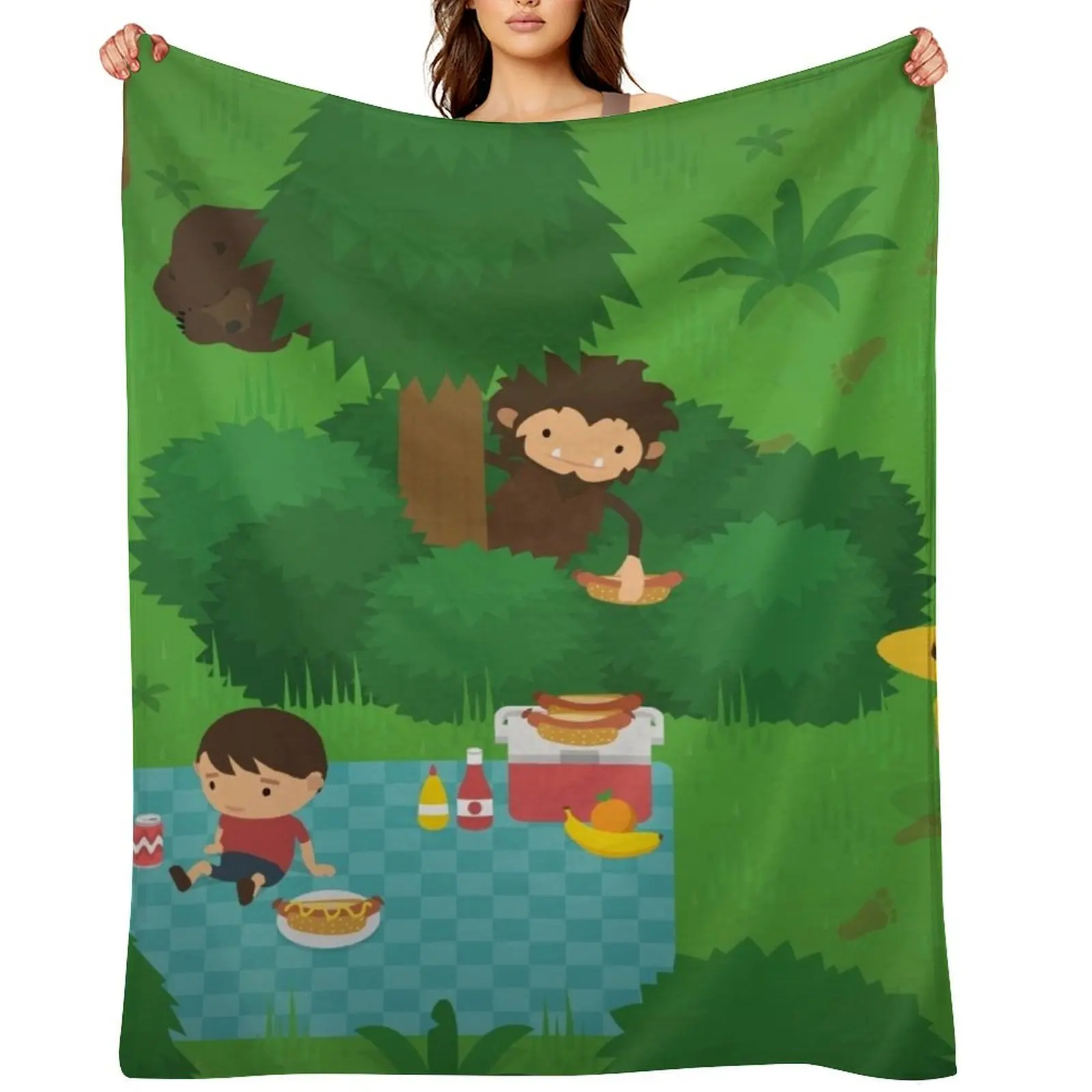

Sneaky Sasquatch Picnic Throw Blanket Baby Kid'S Plaid Moving Blankets