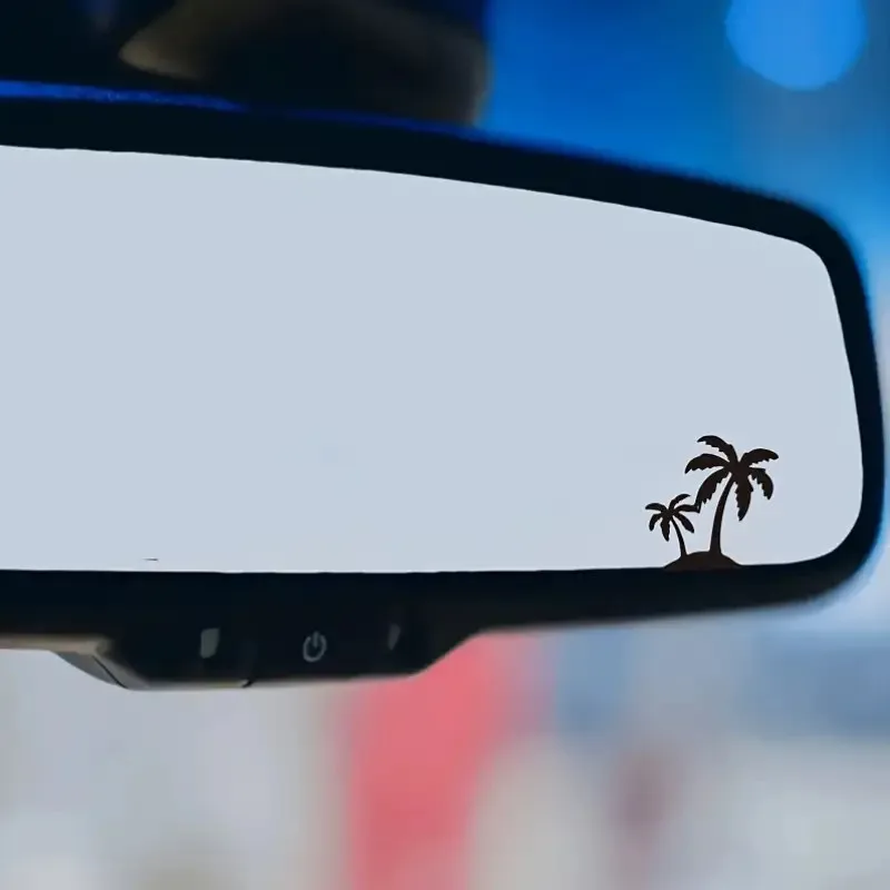 4Pcs Palm Tree Vinyl Cut Sticker - Beach Theme Car Mirror Sticker, Self-Adhesive Ze Surface for Rear View Mirrors, Laptops view 5