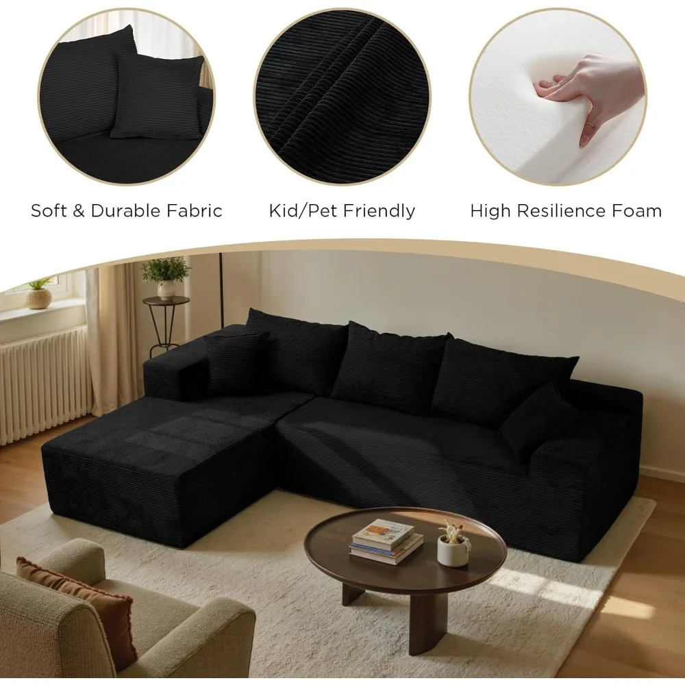 أرائك مقطعية لغرفة المعيشة، أريكة بدون عظم مع كرسي على شكل حرف L، أريكة معيارية في صندوق مع مقعد عميق، بدون تجميع #3