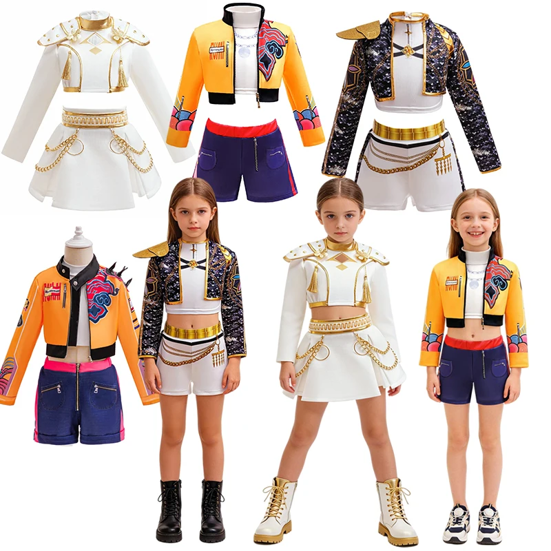 Girls Hip Hop Dance Outfit Set Kids Jazz Stage Performance Costume