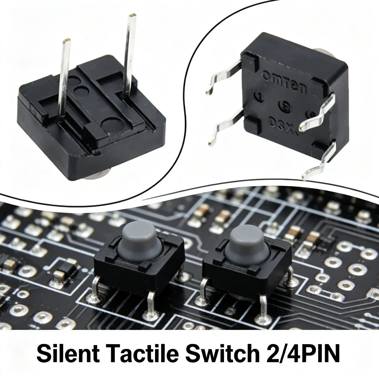 10-50PCS Push Button Switch 2Pin 4Pin Panel PCB Silica Gel Tactile Tact 8x8mm for Electronic Products Household Appliances