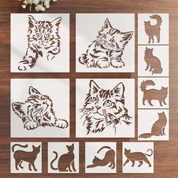 YOMDID 12pcs Lovely Cat Series Graffiti Stencils Reusable DIY cat Multi-Pattern Painting Hollow Out Decorative Templates