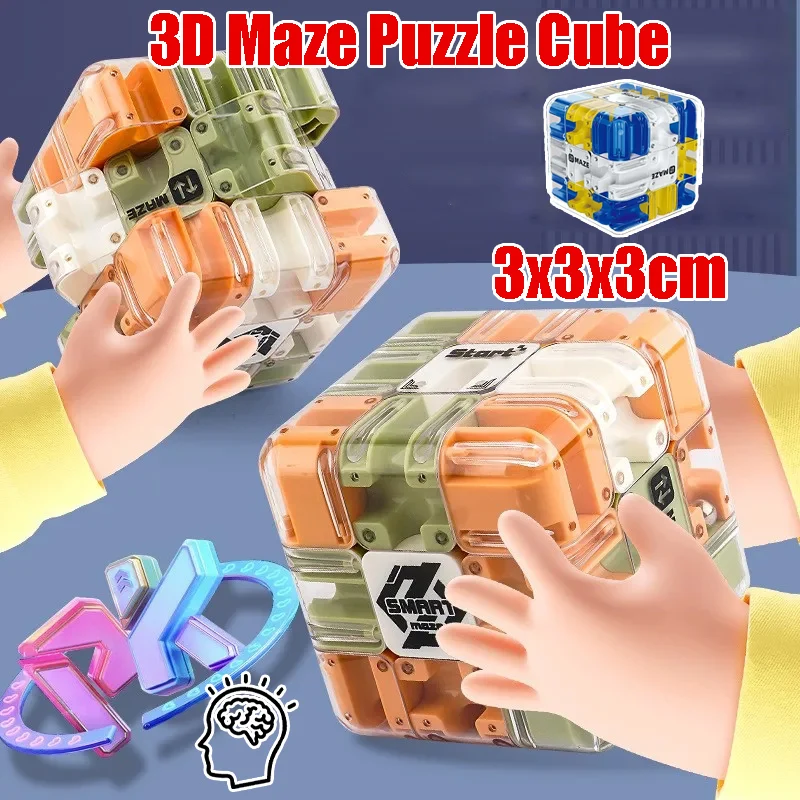 

3D Rolling Ball Maze Cube Magic Labyrinth Puzzle for Children Competitive Logic Training Stress Relief Toy Educational Brain