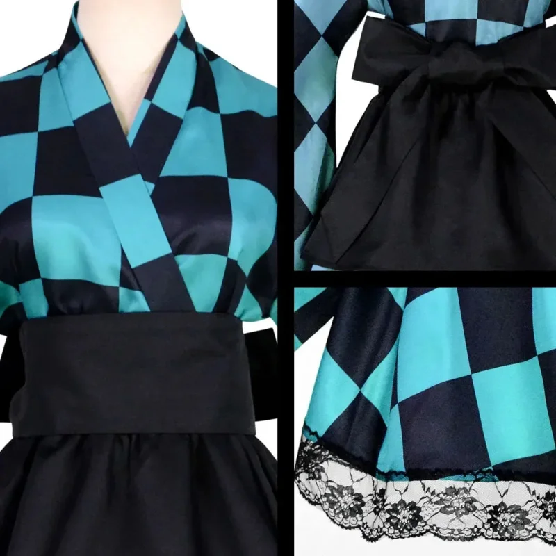 2025 yiyi Demon Slayer Anime Inosuke Kamado Nezuko disfraz de Cosplay Kochou Shinobu vestido de sirvienta de Halloween traje para mujer