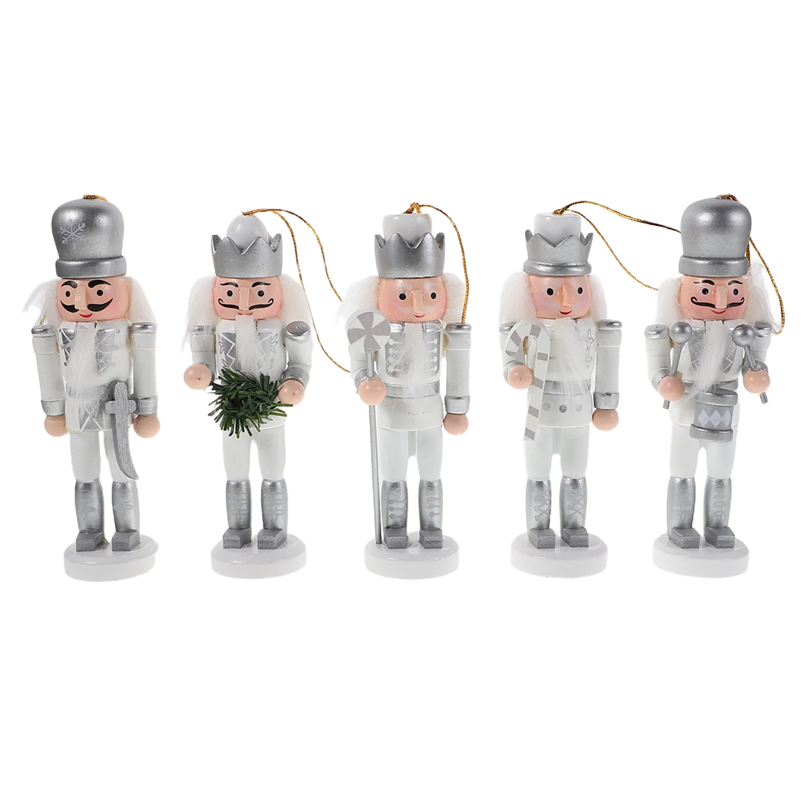 

1Set Silver Nutcracker Ornaments Mini Wooden Soldier Decor Christmas Tree Door Festive Holiday Crafts Nutcracker Ornaments
