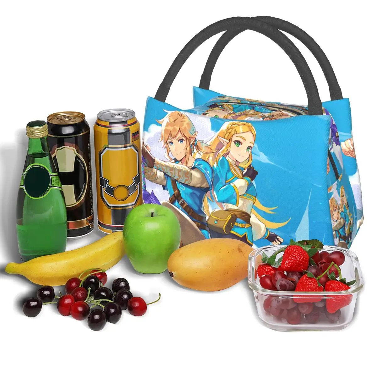 Filtro Princesa Zelda. Lancheira Bento Isolada para Mulheres e Meninas, Tote Piquenique Sacos, Refrigerador Impermeável, Saco Térmico