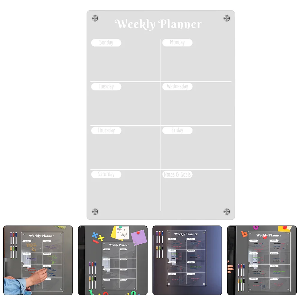 

Magnetic Dry Erase Board Weekly Planner Refrigerator Clear Fridge Transparent Acrylic