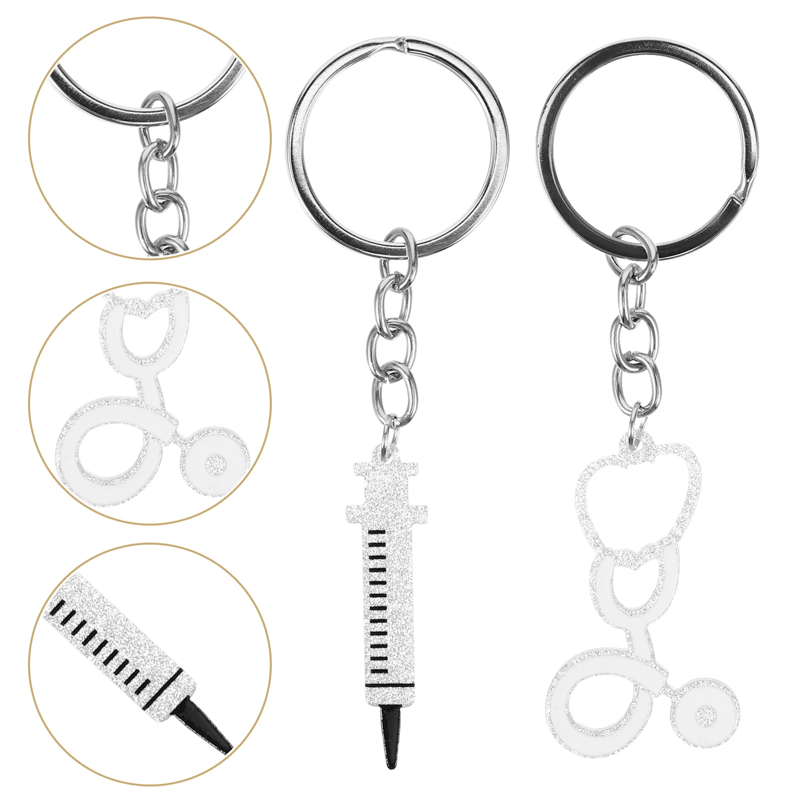 Syringe Stethoscope Keychain Decoration Handbag Pendant Charms Hanging Keyring Doctor Rings Gadget Pendants