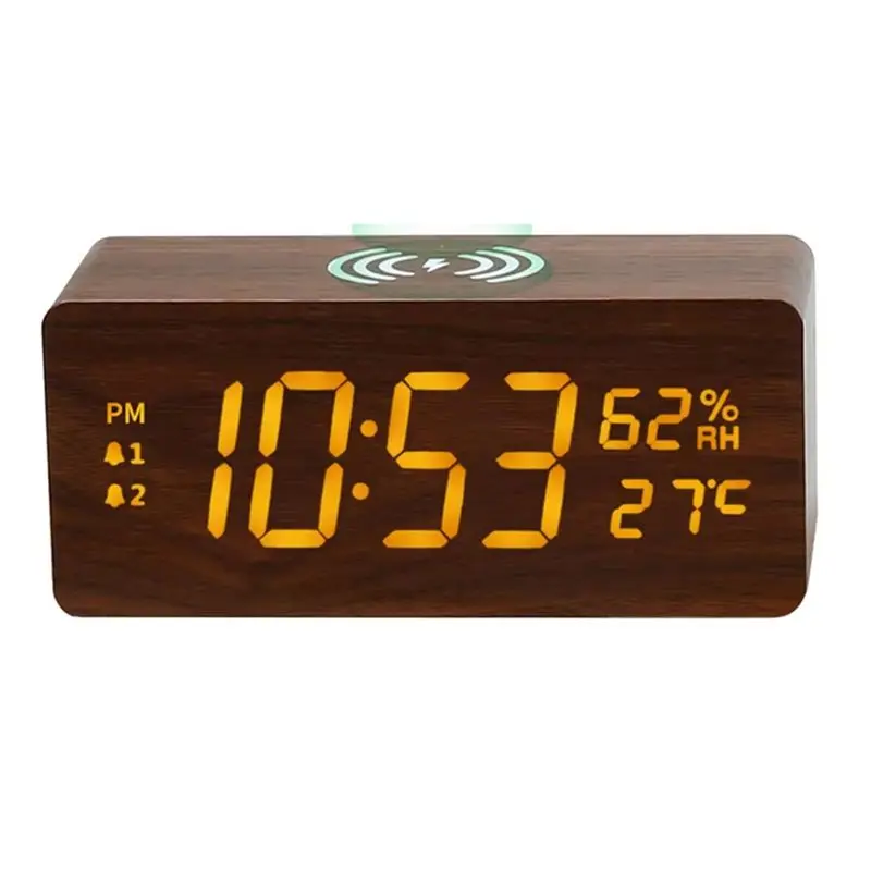 

Стабильные часы-календарь с беспроводной зарядкой, светодиодные часы-календарь, часы-календарь, студенческие подарки, коричневые