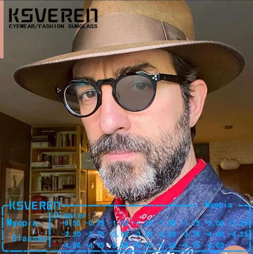 

Men Classic Round Photochromic Myopia Glasses Women Prescription Nearsighted Glasses Outdoor Driving Sunglasses Negative Diopter