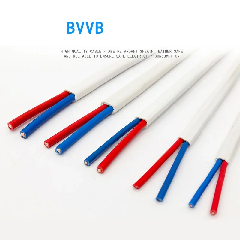 5 Meters Home Improvement White Two-core Copper Wire and Cable BVVB Hard Core 2 * 1/ 1.5/ 2.5/ 4/ 6 Mm Sheathed Wire