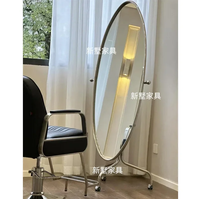 for Nordic Hair Salon Removable Perm Dye Mirror Stainless Steel Haircut Mirror Table with Wheels Internet Celebrity Style