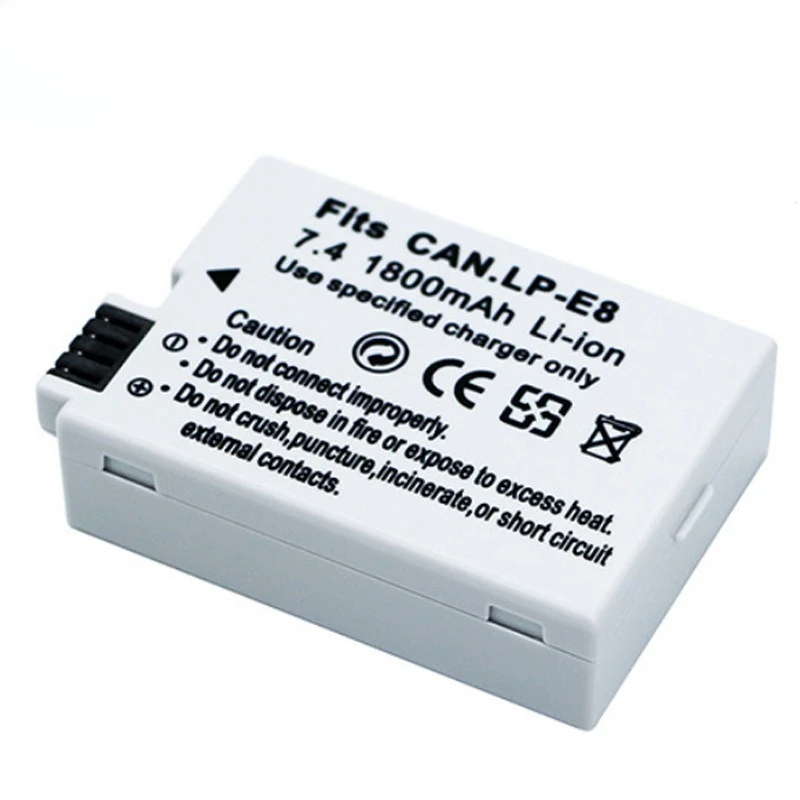 Batería de 1800mAh Compatible con Canon LP-E8, Batería para Cámara Réflex Digital LPE8, 600D 550D Kiss X5, Batería Digital de Larga Duración