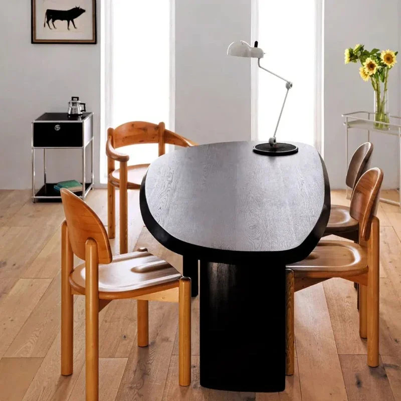 

Oak solid wood free table, log oval tripod table desk work, negotiation meeting