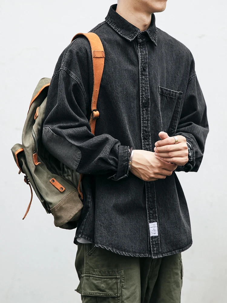 

Мужская джинсовая куртка в стиле ретро, свободного кроя, с воротником, в стиле пэчворк, весенняя, модная, брендовая, рабочая одежда, верхняя одежда