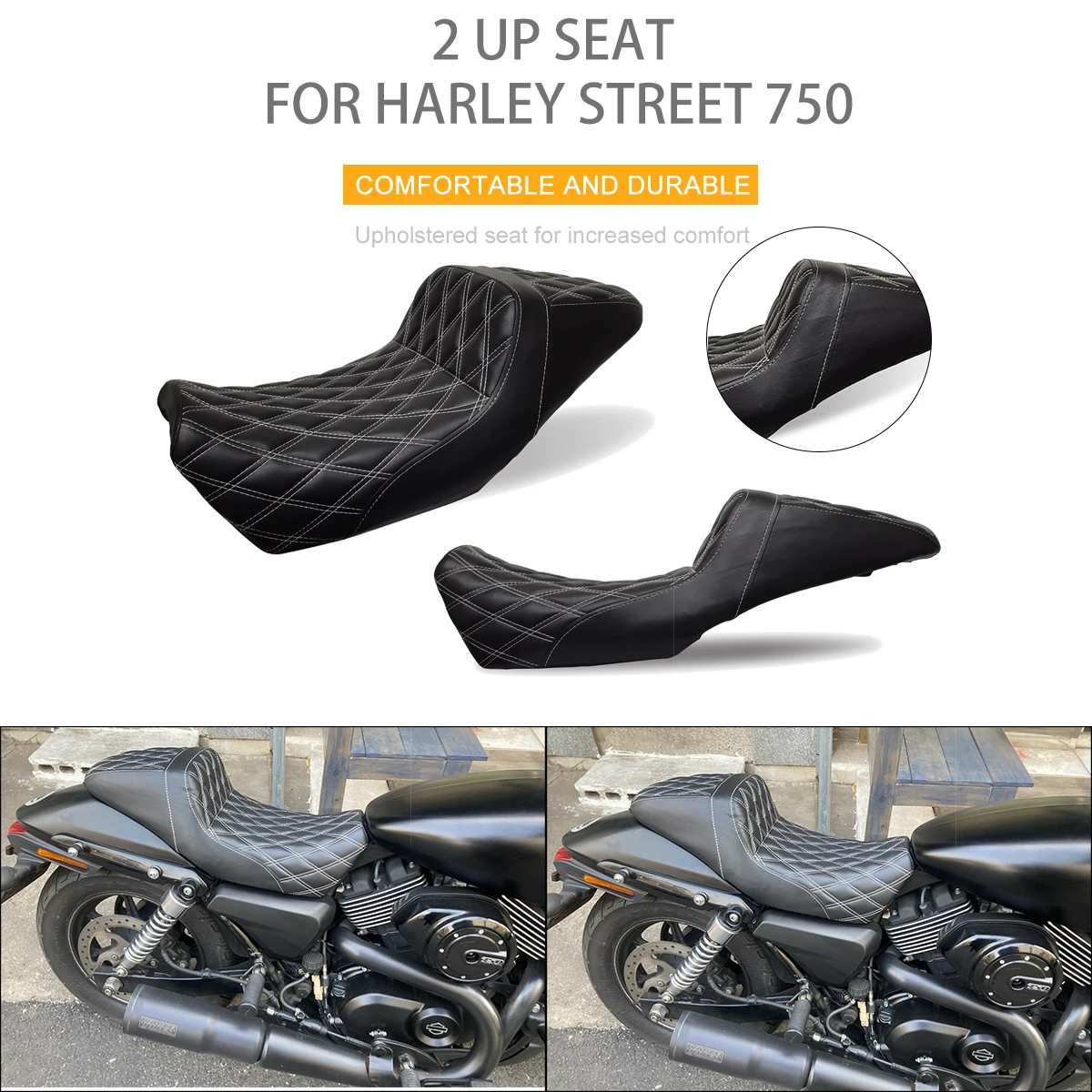 Motorcycle Driver & Passanger Seat 2-Up Seat Front Rear Seat For Harley Street 500/750 Street XG500 Street XG750