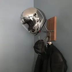 Wall-mounted Motorcycle Helmet Holder Wall Shelf Natural Wooden Display Stand Rack Organizers Bracket Coat Jacket Hanger Hook