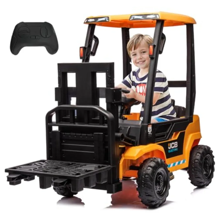 

12V Forklift Ride on with Tent Yellow Toddler Ride on Forklift Toy with Lifting Pallet Remote Control Ride On Construction Car