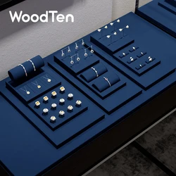 WoodTen Blue High End Jewelry Display Stand Light Luxury Ring Earring Rack Necklace Pendant Watch Jewelry Counter Display Props