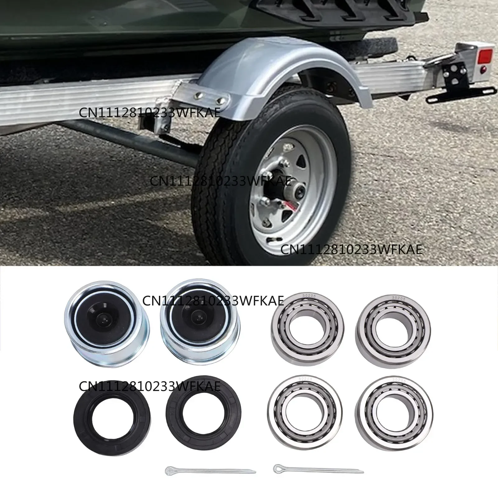 Trailer Wheel Hub Bearings Kit 30205 Axle Bearings TC Seals Dust Covers and Split Pins Kit for Light Trailer Axles