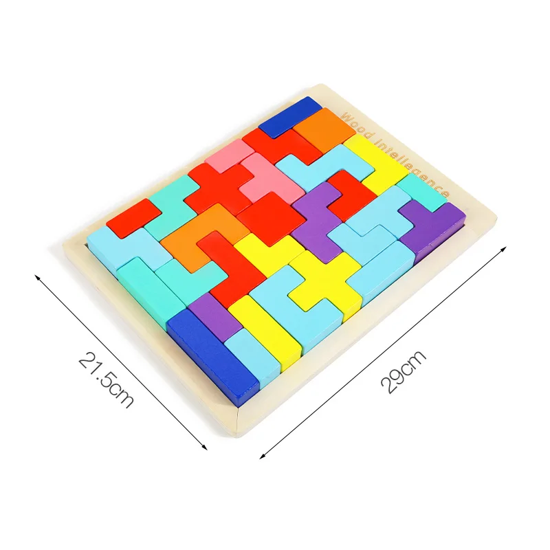 Puzzle Carré 3D en Bois Coloré et Irrégulier pour Bébé, Jouet de Logique Précoce, Jeux de Forme, Cadeau pour Enfant