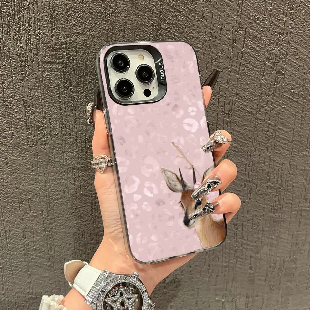

Leopard print and deer Phone Case case for iPhone17 16 15 14 13 12 11 Pro/ Max/Plus shock-proof rear cover anti-fingerprint