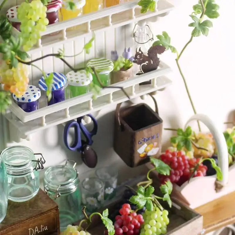 Miniature Doll Furniture: 1/6 Scale Hanging Cabinet & Dish Rack Toy for Dollhouse