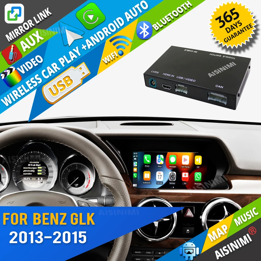 

AISINIMI беспроводной Apple Carplay для Benz GLK 2013-2015 Android автоматический модуль Air play Mirror Link