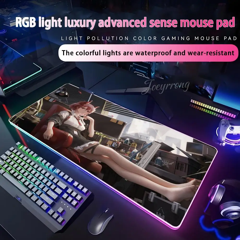 

Коврик для мыши Arknights RGB коврик для мыши расширенная игровая клавиатура семь цветов светодиодные коврики большой 1000x500 мм XXL геймер