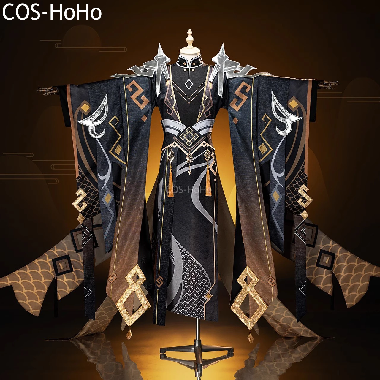 COS-HoHo Genshin Impact Zhongli Shan Hai Jing Game Suit Gorgeous Uniform Ancient Cosplay Costume Halloween Party Outfit Men