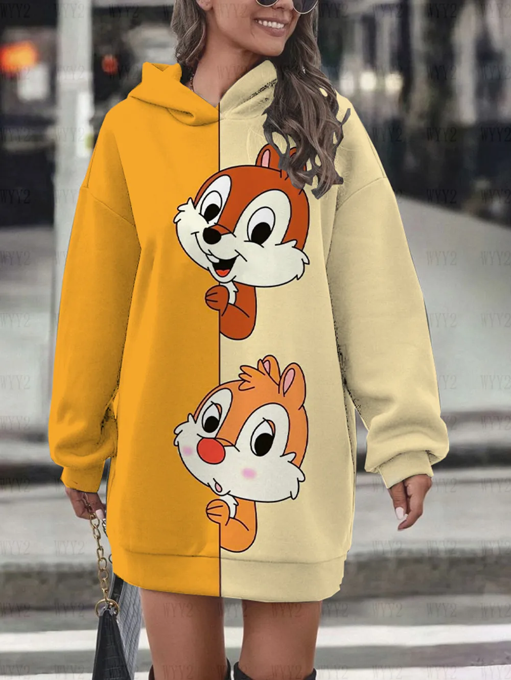 

Women's Retro Hoodie Disney Kiki Titi Harajuku Hoodie Pullover Print Long Sleeves Loose Hooded Dress Street Ladies Sweatshirt