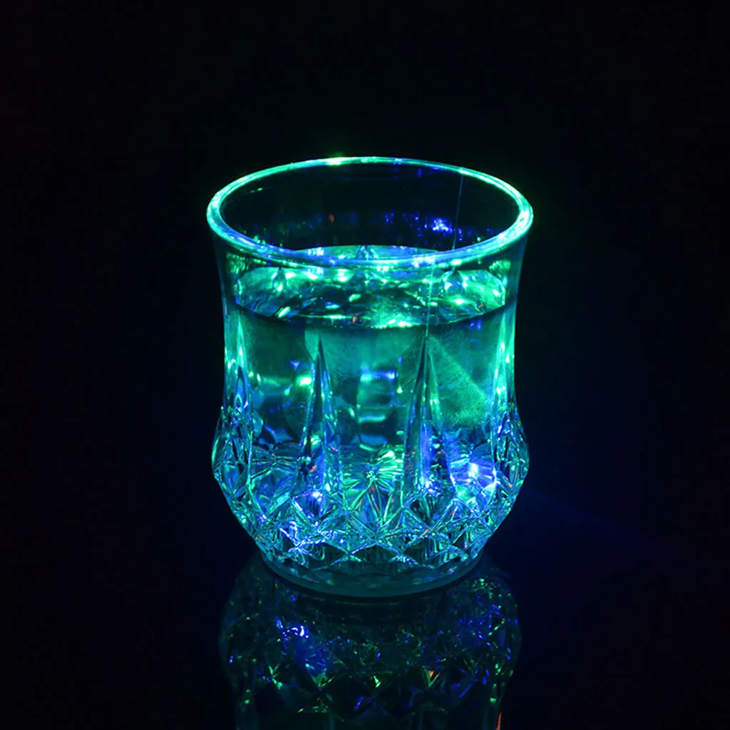 LED Automatic Flashing Cut-glass Style Cup Multi-color Light Up Mug Wine Beer Glass Whisky Drink Cup Bar Club Party Christmas