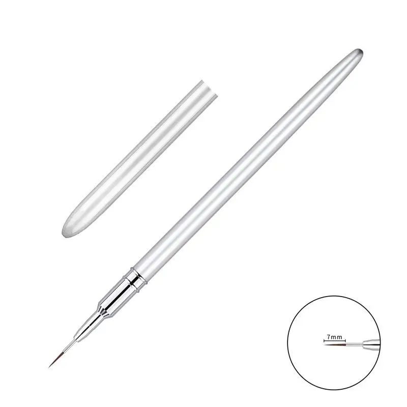 Pennelli per nail art in argento 5 dimensioni Pittura Nail Design Pen Detail Brush 7/9/11/15/20mm Strumento di disegno per linee Penna per manicure