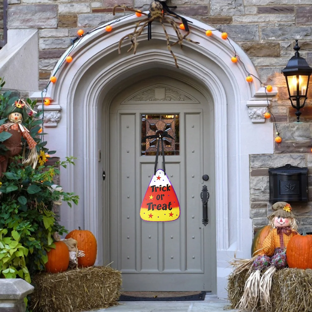 

Wreath Wooden Door Sign Decoration Ornament Welcome Polyester Goth Halloween Porch