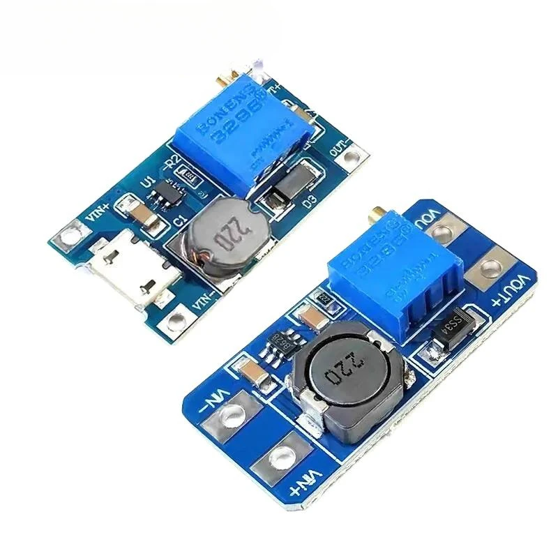 Módulo de impulso ajustável mt3608 DC-DC 2a placa de impulso módulo de reforço com micro usb 2v-24v a 5v 9v 12v 28v