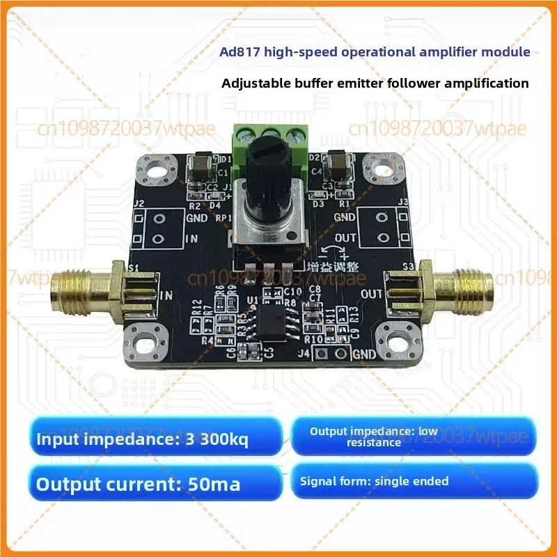 For AD817 Adjustable Gain Amplifier Module, High‑Speed Voltage Buffer, Non‑inverting Amplifier, Emitter Follower