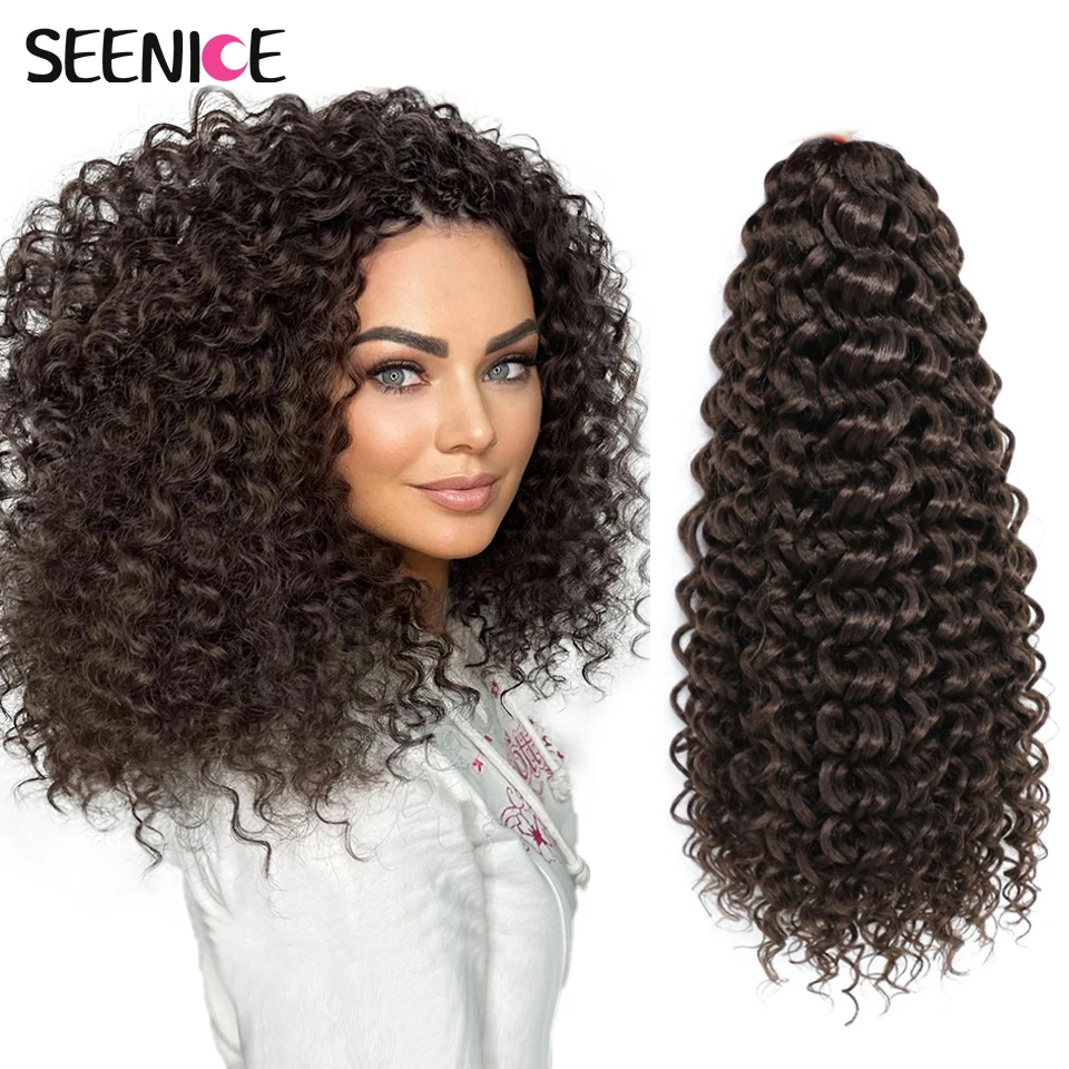 22“ Deep Wavy Twist Crochet Hair Synthetic Marshmallow Afro Kinky Hair Extensions Water Wave Curly Black Brown Braids for Women