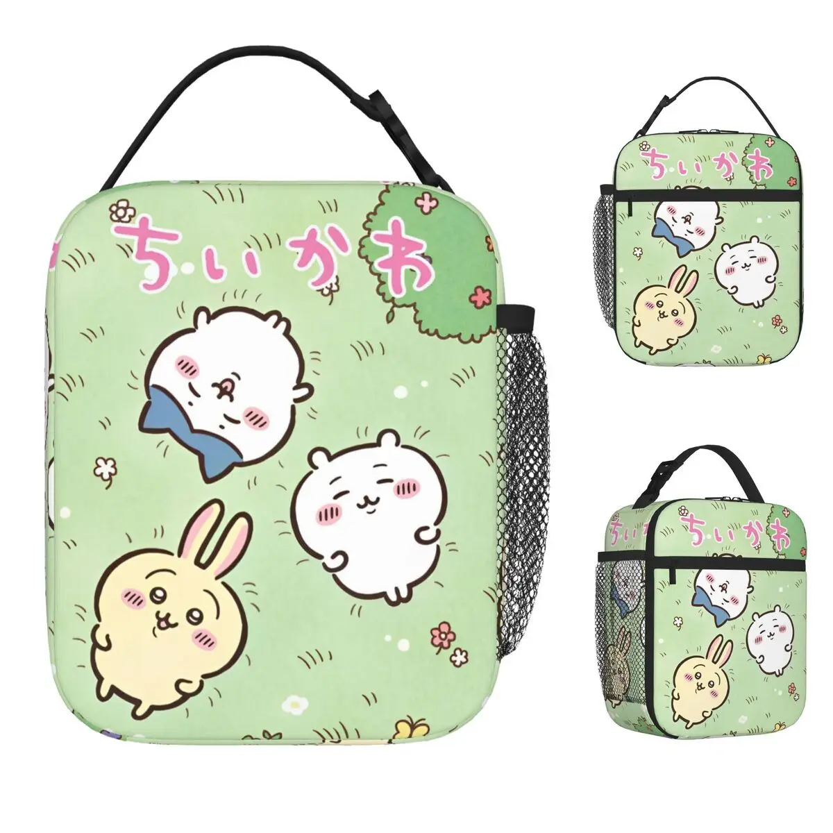 Chiikawa Usagi Hachiware مانغا معزول حقيبة الغداء السفر لطيف انمي ياباني الغذاء حقيبة التخزين المحمولة برودة صندوق غداء حراري