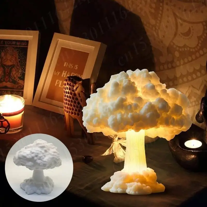 Candeeiro de mesa explosão de nuvem de cogumelo 3D Único LED Lâmpada criativa ao lado da lâmpada para quarto Mesa Decoração de casa
