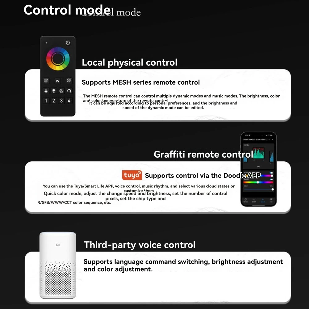 CABE-Tuya Smart LED Controller X7 Colorful RGB Color Light Module Music Rhythm Sync Sound Activated With Mic
