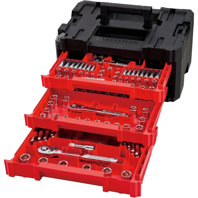 CRAFTSMAN VERSASTACK Mechanics Tool Set, 1/4 in, 3/8 in, and 1/2 in Drive, 230 Piece (CMMT45306)