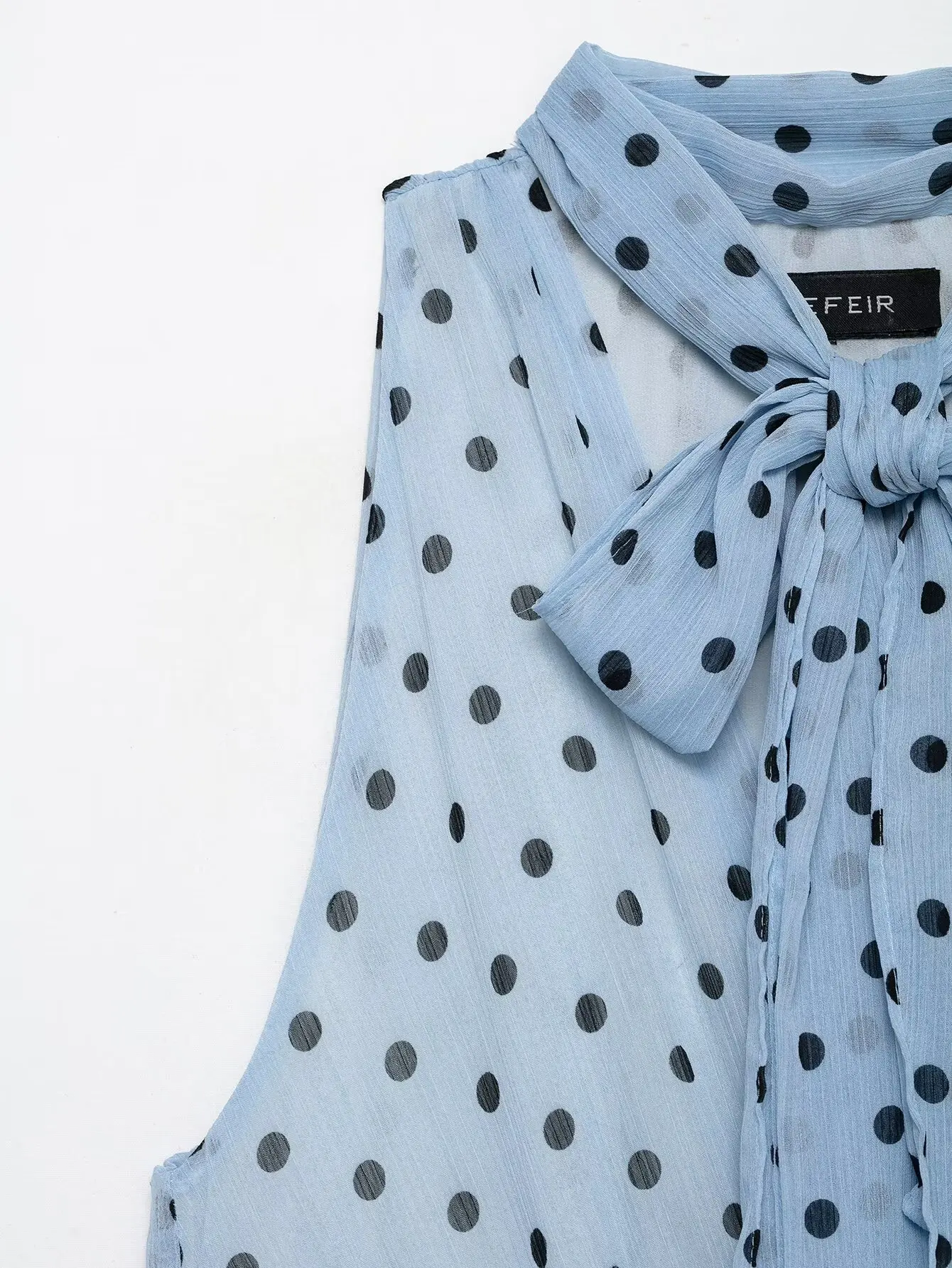 HH Elegante Minimalistische Gepunktete Neckholder-Bluse mit Bindeband, V-Ausschnitt, Ärmellos, Sommer-Oberteil für Business, Freizeit, Büro und Urlaub – Detail 5