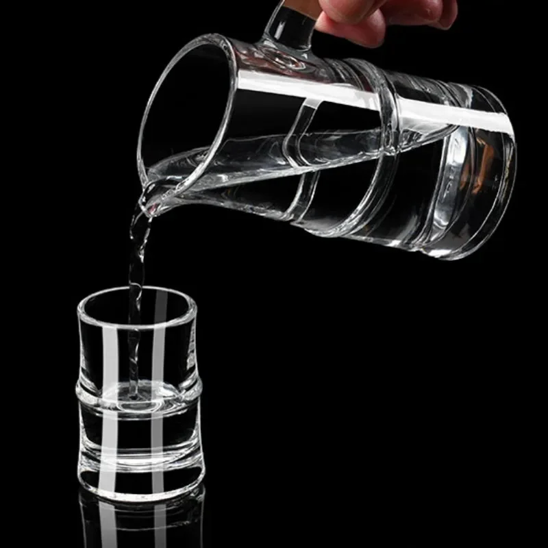 25ml/100ml Thickened Slubby Baijiu Cup Spirits Glass Wine Dispenser with Handle Creative Slubby Cup Shot Transparent Glass Cup