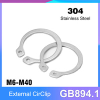 M6 M8 M9 M10 M12 M13-M40 304 Stainless Steel C Type External Circlip for Bearing Shaft Retaining Clip Snap Ring Washer GB894.1