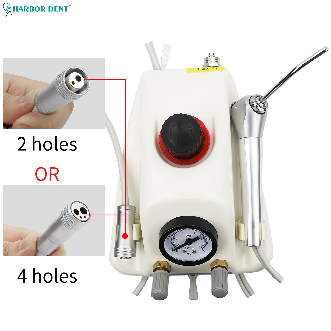 Portable Dental Turbine Unit Work with Air Compressor 3 Way Syringe 2/4 Holes Teeth Whitening Dentistry Equipment Plastic Shell