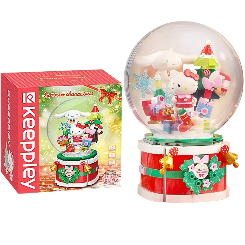 Anime Melody Black Beauty Cinnamoroll Hello Kitty Boneka Aksi Bola Kristal Kotak Musik Mainan Hadiah Natal Mainan Anak-anak Kartun