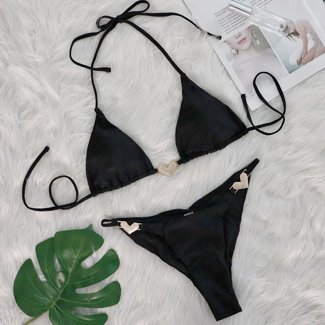 Sexy Bikini mit Diamant-Strasssteinen und Scrunch-Design, zweiteiliger Badeanzug für Damen, Badebekleidung, Badeanzug für Frauen, Bather Swim V6117 – Detail 16
